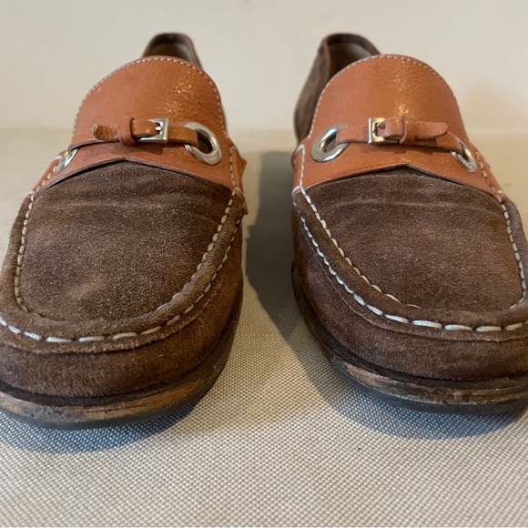 Prada vintage brown suede loafers size 39 buckle leather fits 9 or 9 1/2 - Picture 5 of 13